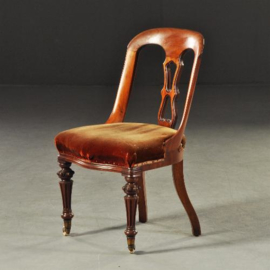 Antieke stoelen / Met stof naar keus stel van 8 comfortabele Engelse mahonie gondola stoelen ca. 1860  (No.142129)