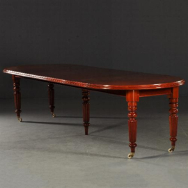 Antieke tafel / Engelse ronde tafel uitschuifbaar tot 3,20 m. mahonie ca. 1880  (No.141404)