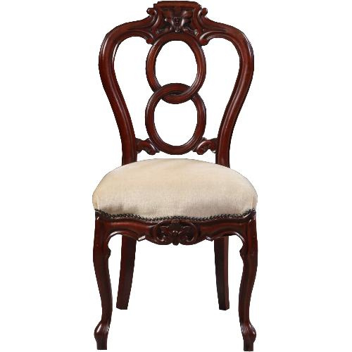Antieke stoelen / Stel van 6 mahonie Willem III stoelen ca. 1875 bekleed met een lichte velours (No.722114)
