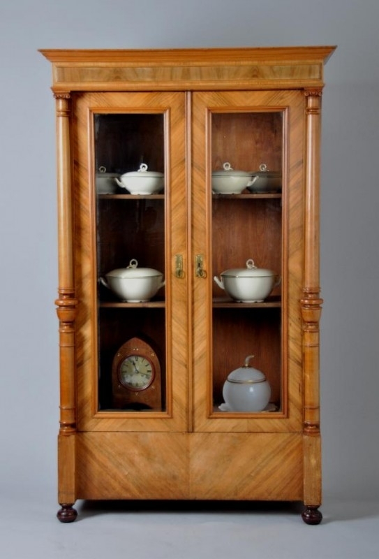 Antieke kast Duitse boekenkast / servieskast in noten ca. (No.86553) | Verkochte antieke meubelen bibliotheek / beeldbank / archief AntiekSite.nl