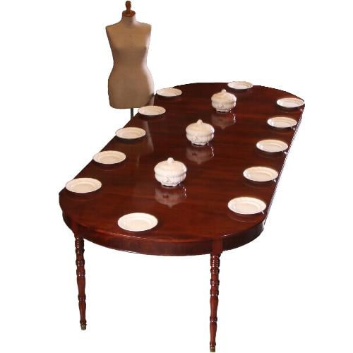 Antieke tafels / Franse  coulissentafel in smetteloos mahonie ca. 1880 voor 12 personen (No.MMTN05)