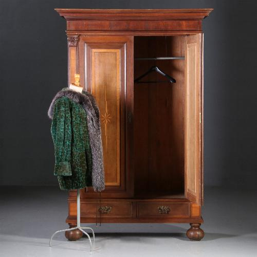 Antieke kast / "Kapstok met deuren" Garderobekast 2-deurskast ca. 1890 inleg (No.782758) | Antieke Kasten |
