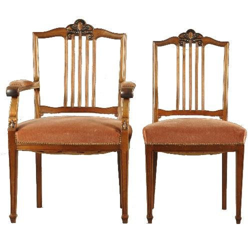 Spiksplinternieuw Antieke stoelen / 4 Duitse art deco stoelen ca. 1915 met ebbenhout SA-05