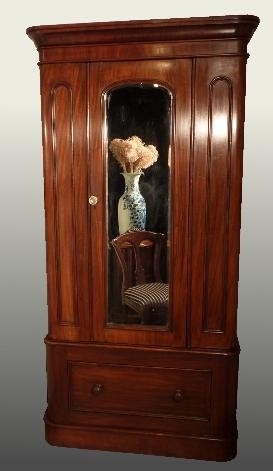 Antieke kast / Mahonie Garderobekast 1880 (kapstok met deur!) (No.7520) | antieke meubelen bibliotheek / beeldbank / archief | AntiekSite.nl