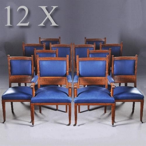 Antieke stoelen / 12 art eetkamerstoelen 2 met armleuningen(No.920151) | Verkochte antieke meubelen bibliotheek / beeldbank / | AntiekSite.nl