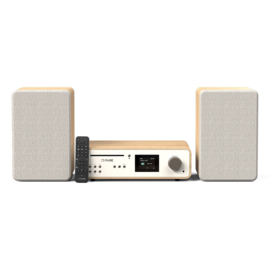 Pure Classic Stereo systeem met internetradio, Spotify, DAB+, FM, CD, USB en Bluetooth Home Wood Edition alles-in-1 stereo muzieksysteem met CD, DAB+, internetradio, Spotify en Bluetooth, White Oak