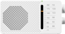 Sangean Pocket 110 (SR-36) budget AM en FM radio met ingebouwde luidspreker, wit