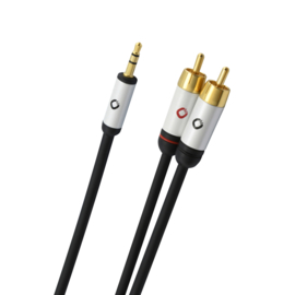 Oehlbach hoogwaardige stereo audio kabel, dubbel tulp / cinch / RCA naar mini jack - 150 cm