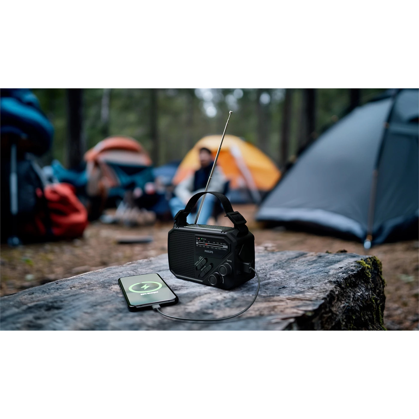 Philips TAR1609 nood radio en lamp met AM en FM, zonnepaneel en zwengel