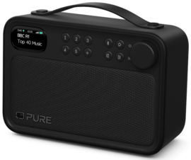 Pure Bloom vrolijke draagbare en oplaadbare radio voor binnen en buiten met DAB+ en FM met Bluetooth ontvangst, zwart