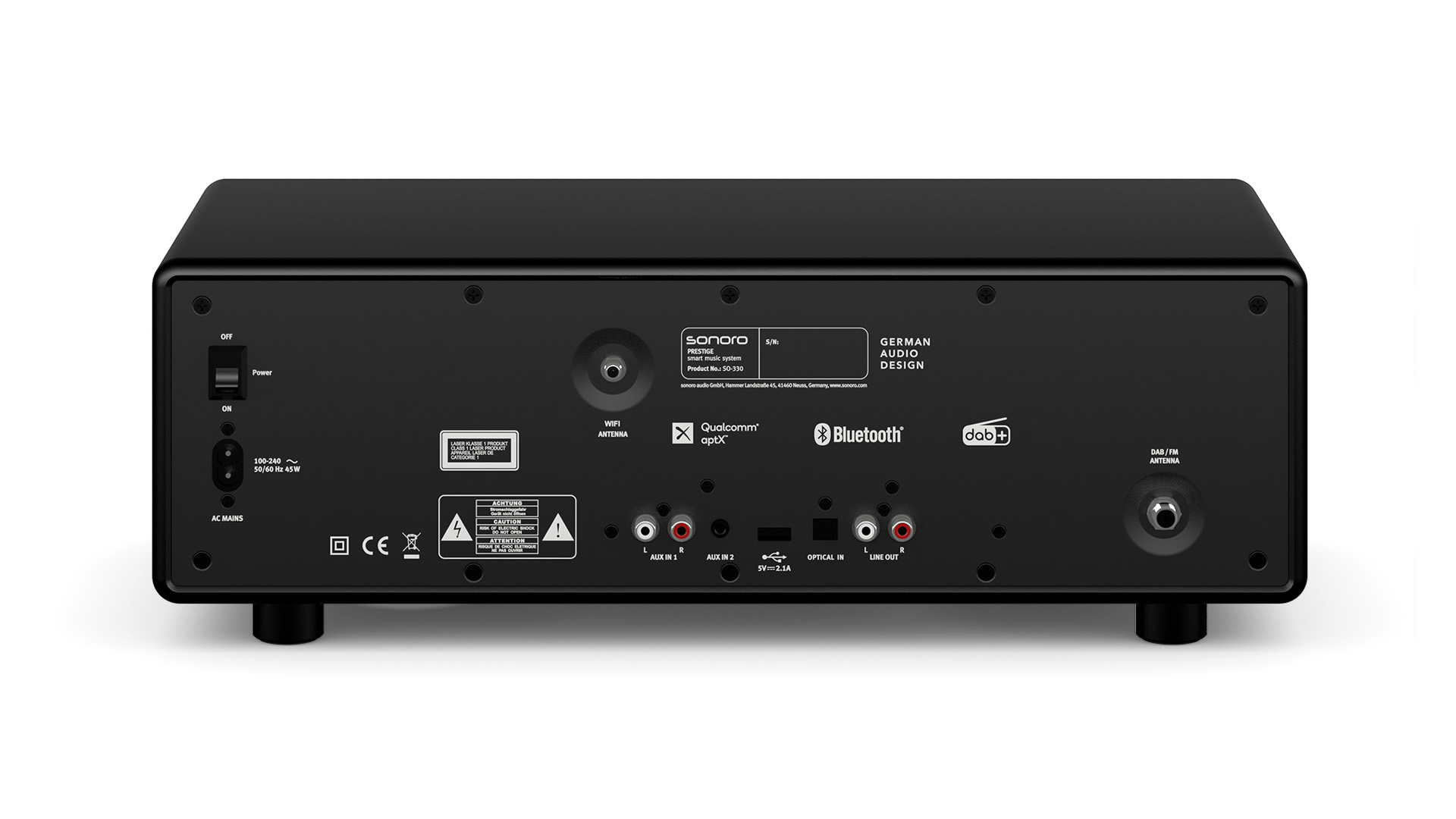 Sonoro Prestige stereo internetradio met DAB+, FM, CD, Spotify en Bluetooth, Matt Black - Black