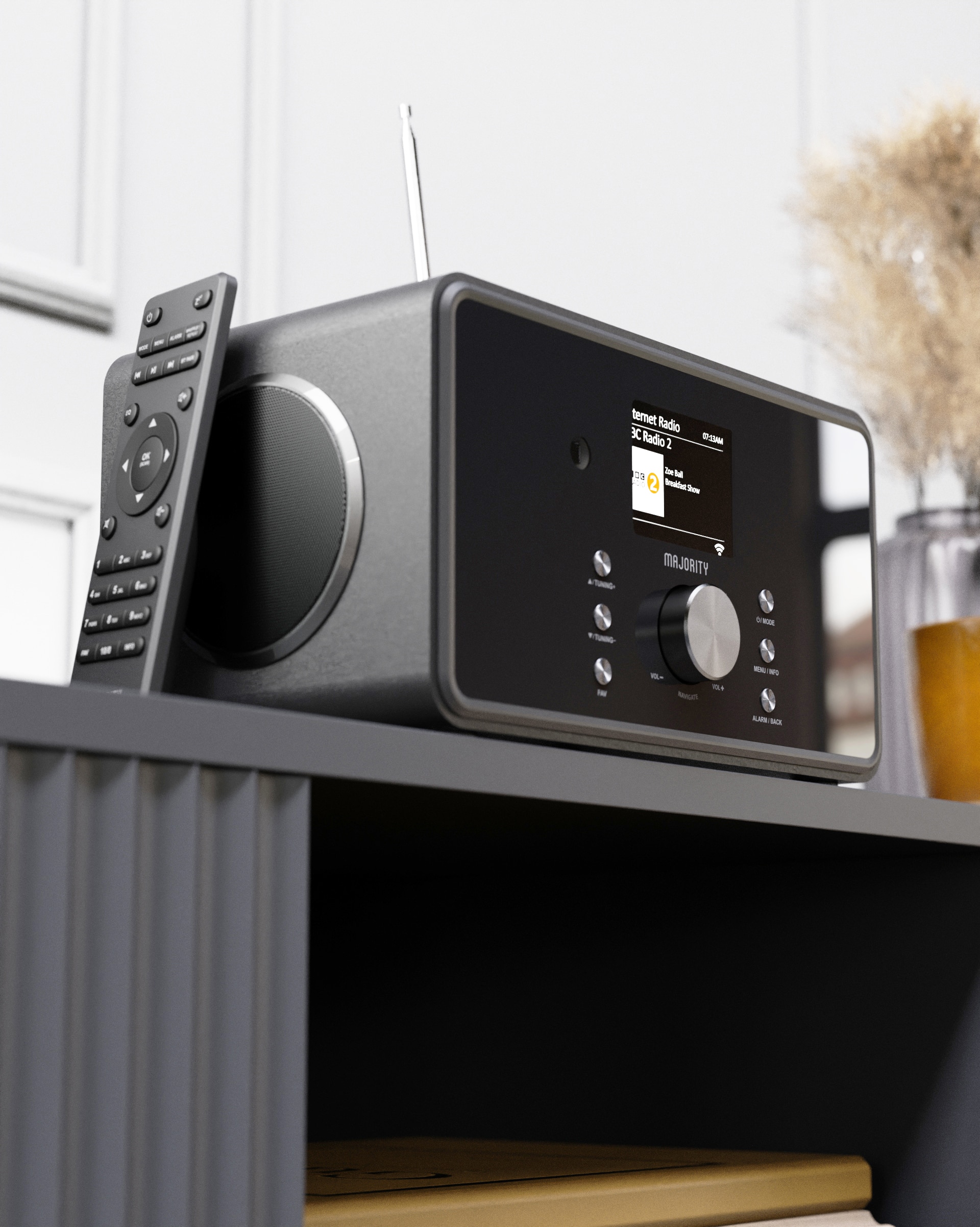 Majority Audio Bard stereo 2.1 radio met internetradio, DAB+, FM,  USB, Spotify en Bluetooth, zwart