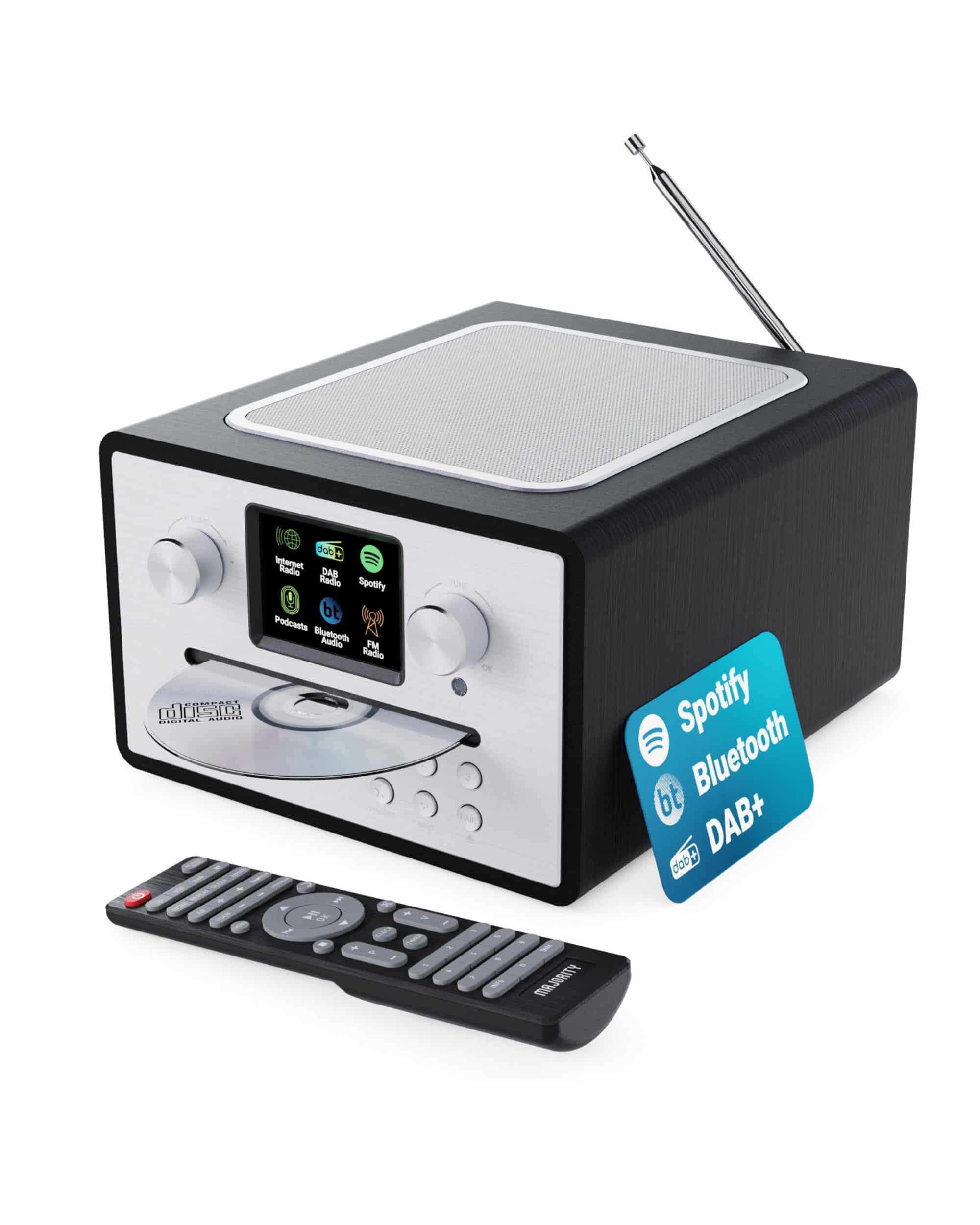 Majority Audio Homerton 2 radio met internetradio, DAB+, FM,  CD, USB, Spotify en Bluetooth, zwart