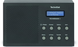 TechniSat TechniRadio 3 digitale portable radio met DAB+, FM en wekkerfunctie, zwart