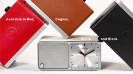 Geneva TIME analoge klok met Bluetooth speaker en draadloos opladen, cognac