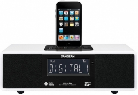 Sangean DDR-33+ tafelradio met DAB+, FM en Apple docking, hoogglans wit