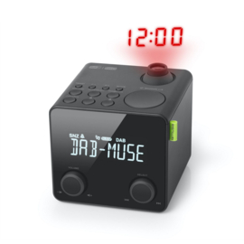 Muse M-189 CDB DAB+ en FM wekker klokradio met projectie en groot LCD display