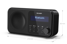 Sharp DR-P420 BK draagbare DAB+ en FM radio met Bluetooth en alarmfunctie, zwart