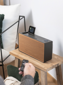 Pure Evoke Home Wood Edition alles-in-1 stereo muzieksysteem met CD, DAB+, internetradio, Spotify en Bluetooth, Coffee Black - Cherry Wood Grill