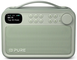 Pure Bloom vrolijke draagbare en oplaadbare radio voor binnen en buiten met DAB+ en FM met Bluetooth ontvangst, sage