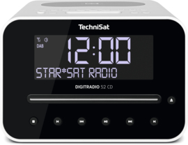 TechniSat DigitRadio 52 CD stereo wekker radio met CD, USB, Bluetooth, DAB+ en FM, draadloos Qi laden, wit
