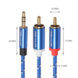 Stereo kabel: 3.5mm mini-jack naar dubbel tulp - 180 centimeter