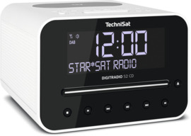 TechniSat DigitRadio 52 CD stereo wekker radio met CD, USB, Bluetooth, DAB+ en FM, draadloos Qi laden, wit