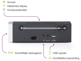 Tiny Audio Wake-up stereo wekker klokradio met DAB+ en FM