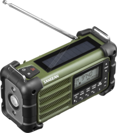 Sangean MMR-99 FM, AM en Bluetooth nood radio met zonnepaneel en dynamo, Forest Green