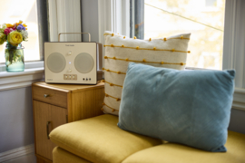 Tivoli Audio SongBook premium draagbaar geluidssysteem met Bluetooth en (gitaar-) versterker op accu, cream brown
