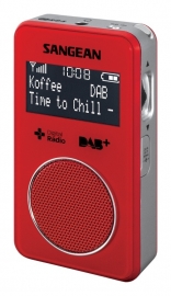 Sangean DPR-34+ oplaadbare pocketradio met DAB+ / FM en speaker, rood