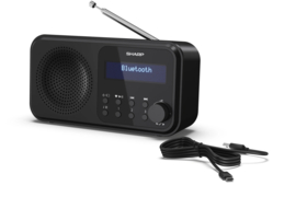 Sharp DR-P420 BK draagbare DAB+ en FM radio met Bluetooth en alarmfunctie, zwart