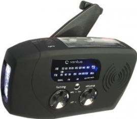 Ventus Mini Eco AM en FM Radio met zonnepaneel en opwindslinger