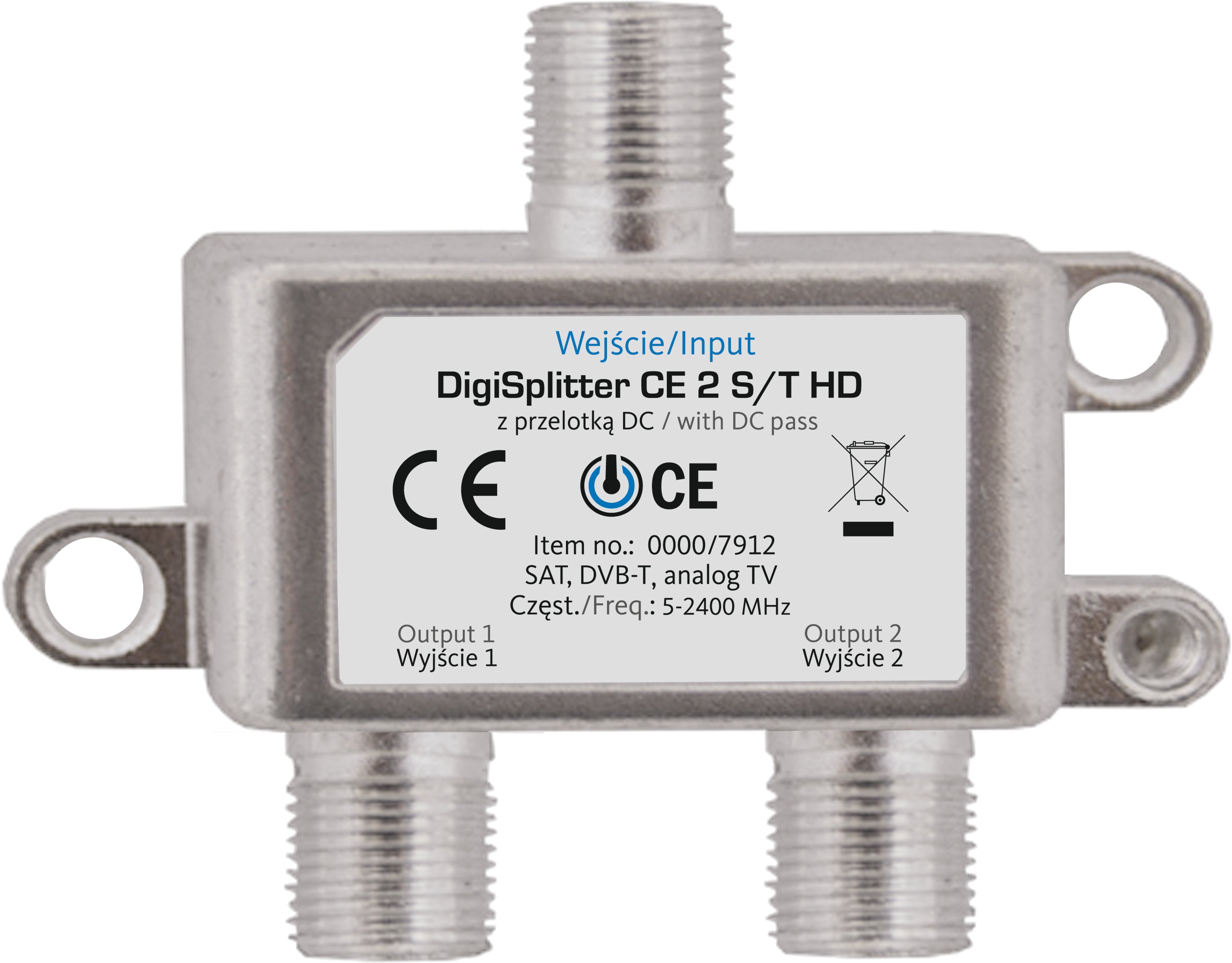 Antenne splitser / 2 weg verdeler - splitter met F connectoren