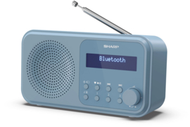 Sharp DR-P420 BL draagbare DAB+ en FM radio met Bluetooth en alarmfunctie, staal blauw