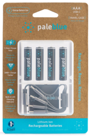Pale Blue AAA oplaadbare batterijen, Li-Ion 900 mAh, set van 4