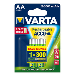 Varta AA oplaadbare batterijen, HR6, 2600 mAh, set van 2