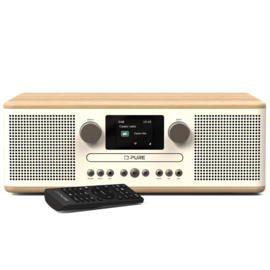 Pure Classic C-D6 stereo digitale DAB+ en FM radio met CD en Bluetooth, Wit Eiken