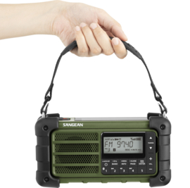 Sangean MMR-99 FM, AM en Bluetooth nood radio met zonnepaneel en dynamo, Forest Green