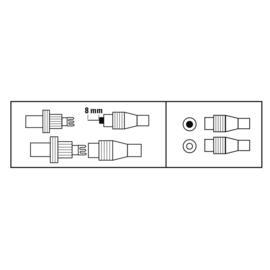 Coax-set - female - male, opschroefbaar op coax kabel (205211)