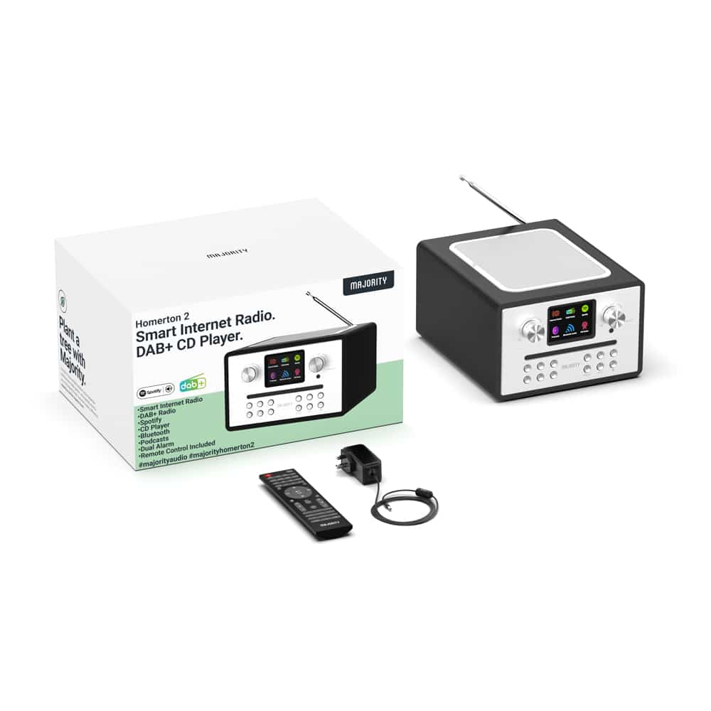 Majority Audio Homerton 2 radio met internetradio, DAB+, FM,  CD, USB, Spotify en Bluetooth, zwart