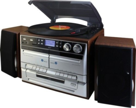 Soundmaster MCD5500 DBR stereo muziekcentrum met DAB+, CD, USB, cassette en platenspeler, hout