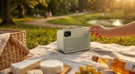 Pure Bloom vrolijke draagbare en oplaadbare radio voor binnen en buiten met DAB+ en FM met Bluetooth ontvangst, sage