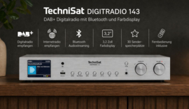 TechniSat DigitRadio 143 V3 stereo hifi DAB+ en wifi internet tuner met Bluetooth en Spotify, zilver