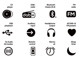 Pure Classic Stereo Mini microsysteem met DAB+ en FM radio met CD en Bluetooth, Wit Eiken