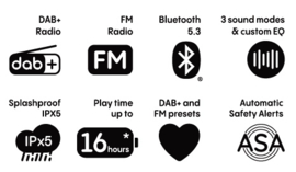 Pure Bloom vrolijke draagbare en oplaadbare radio voor binnen en buiten met DAB+ en FM met Bluetooth ontvangst, sage