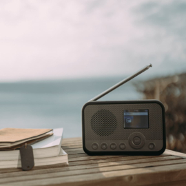 Sangean WFR-39 compacte oplaadbare radio met internet, Spotify Connect, DAB+, FM en audiostreaming,  grijs - zwart