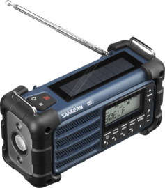 Sangean MMR-99DAB FM, DAB+ en Bluetooth nood radio met zonnepaneel en dynamo, Ocean Blue