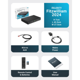 Majority Audio Fitzwilliam stereo hifi tuner met internetradio, DAB+, FM,  USB, Spotify en Bluetooth, zwart