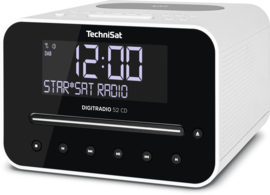 TechniSat DigitRadio 52 CD stereo wekker radio met CD, USB, Bluetooth, DAB+ en FM, draadloos Qi laden, wit